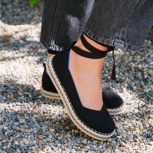 Rothy’s Flat Ankle Strap Espadrille in Black - Size 8